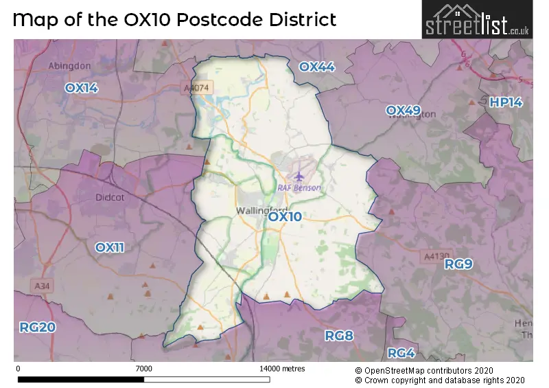 Map of the OX10 and surrounding districts