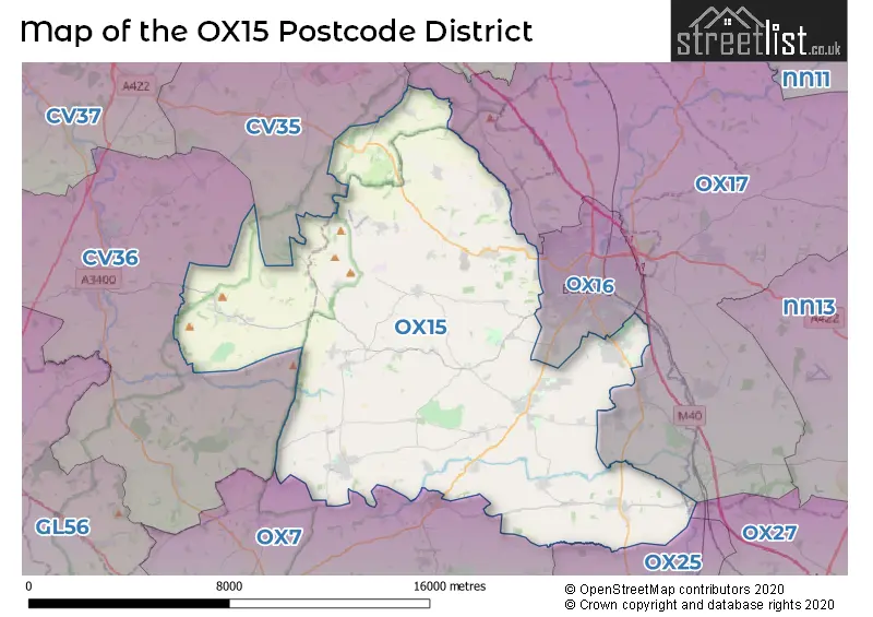 Map of the OX15 and surrounding districts