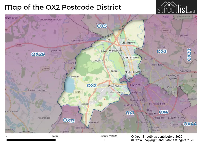 Map of the OX2 and surrounding districts