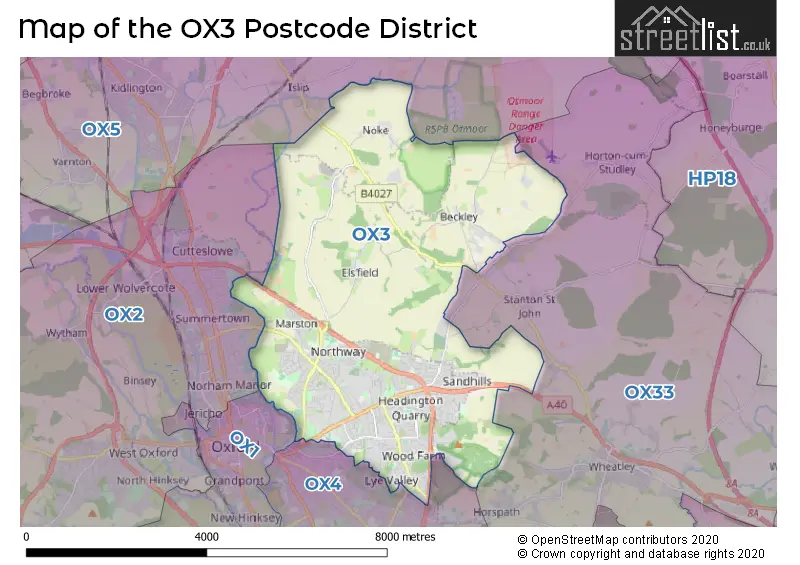 Map of the OX3 and surrounding districts