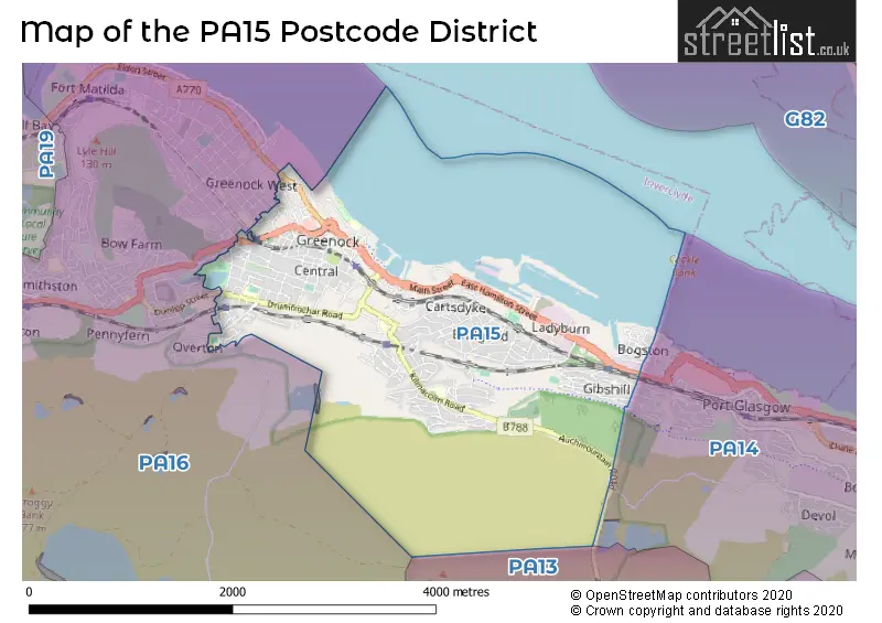 Map of the PA15 and surrounding districts