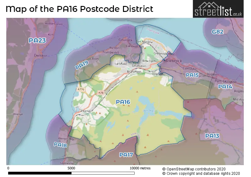 Map of the PA16 and surrounding districts
