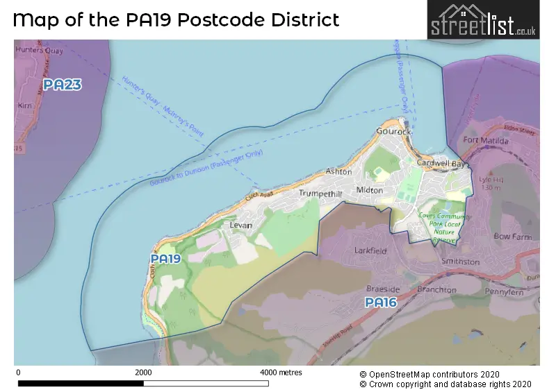 Map of the PA19 and surrounding districts