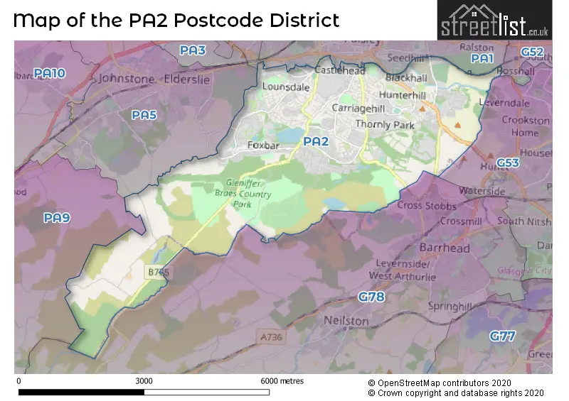 Map of the PA2 and surrounding districts