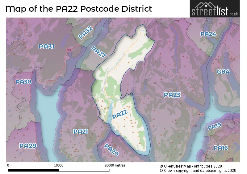 Map of the PA22 and surrounding districts
