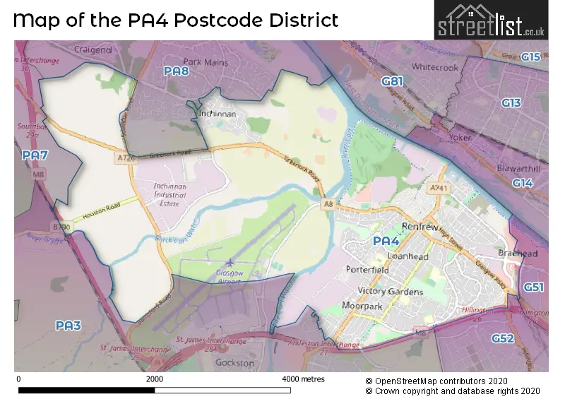 Map of the PA4 and surrounding districts