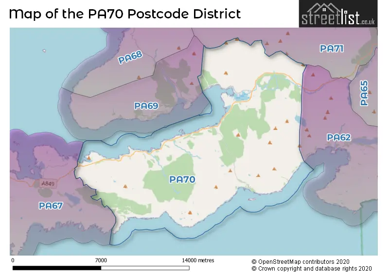 Map of the PA70 and surrounding districts
