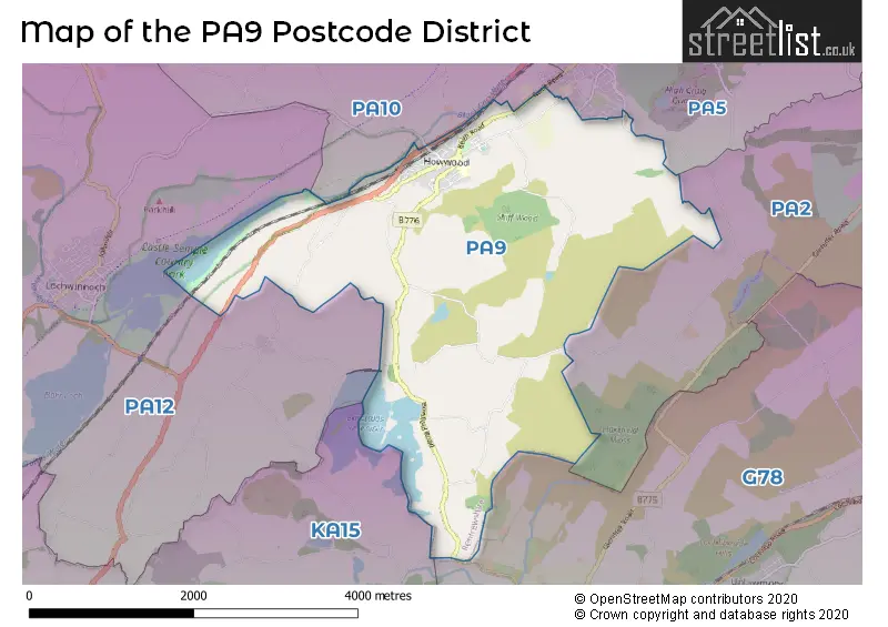 Map of the PA9 and surrounding districts
