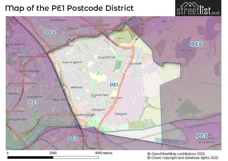 Map of the PE1 and surrounding districts