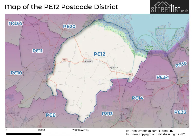 Map of the PE12 and surrounding districts