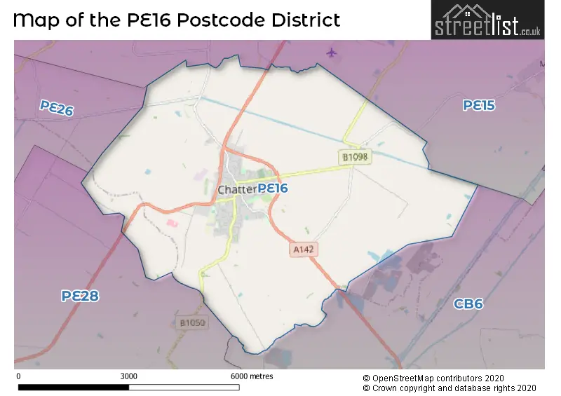 Map of the PE16 and surrounding districts