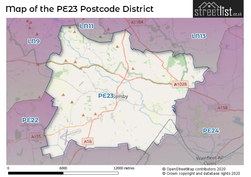 Map of the PE23 and surrounding districts