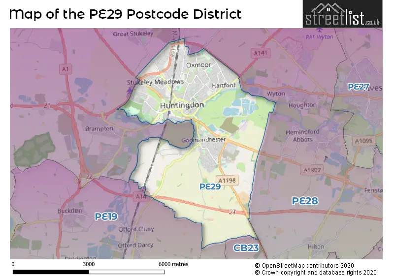 Map of the PE29 and surrounding districts