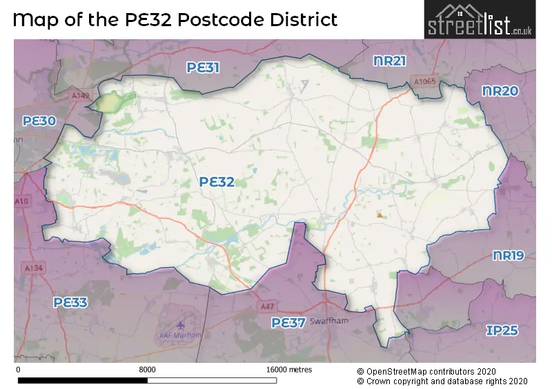Map of the PE32 and surrounding districts