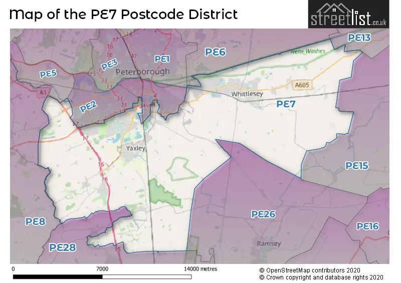 Map of the PE7 and surrounding districts