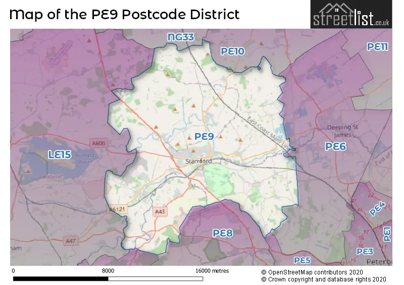 Map of the PE9 and surrounding districts