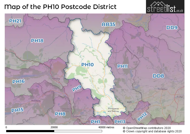 Map of the PH10 and surrounding districts