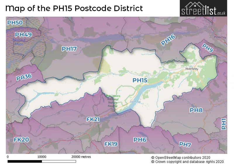 Map of the PH15 and surrounding districts