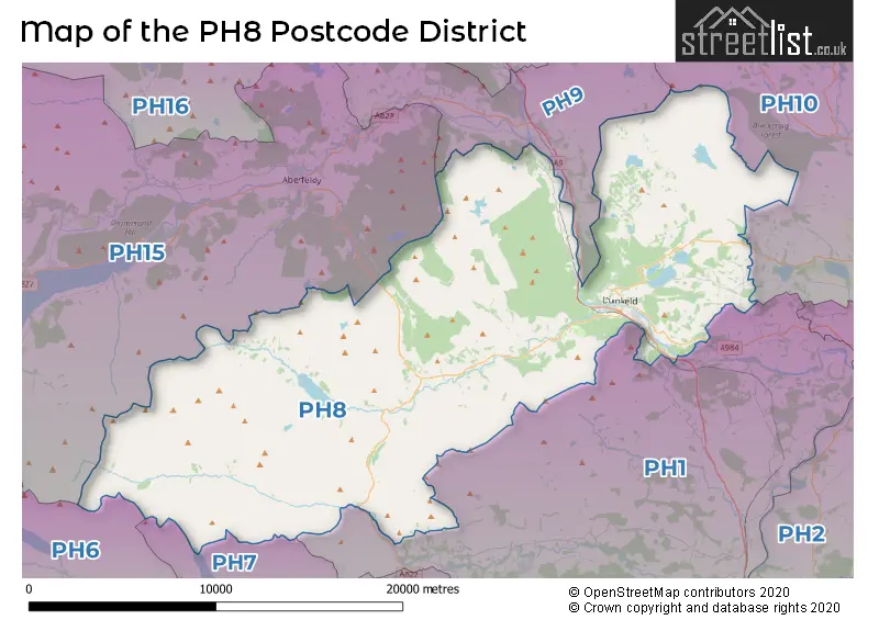 Map of the PH8 and surrounding districts
