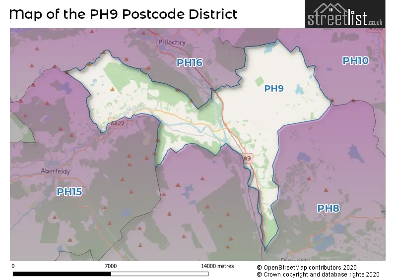 Map of the PH9 and surrounding districts