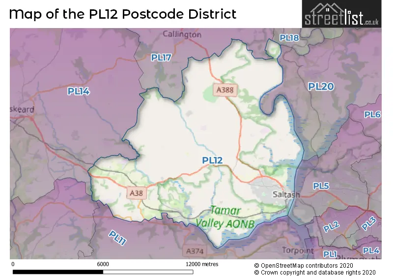 Map of the PL12 and surrounding districts