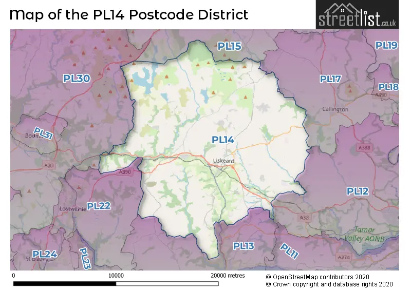 Map of the PL14 and surrounding districts