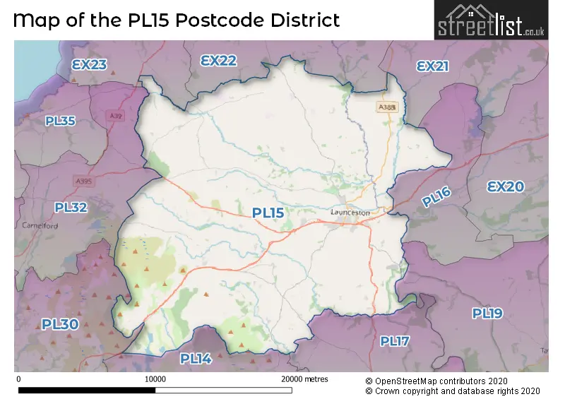 Map of the PL15 and surrounding districts