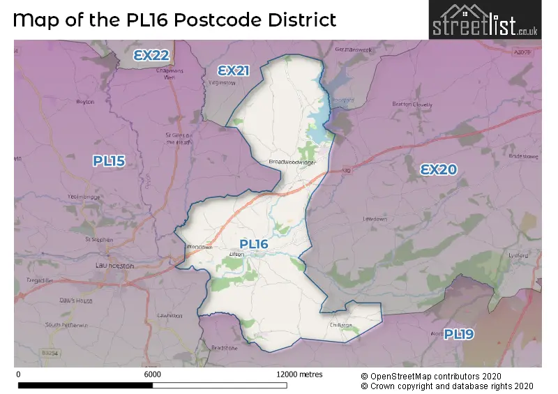 Map of the PL16 and surrounding districts