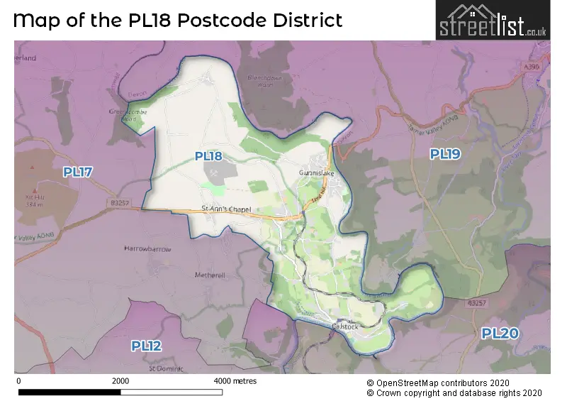 Map of the PL18 and surrounding districts