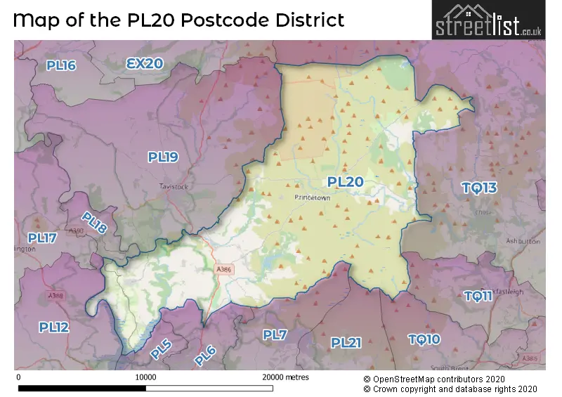 Map of the PL20 and surrounding districts