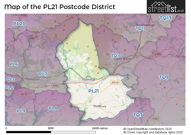 Map of the PL21 and surrounding districts