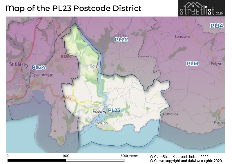 Map of the PL23 and surrounding districts