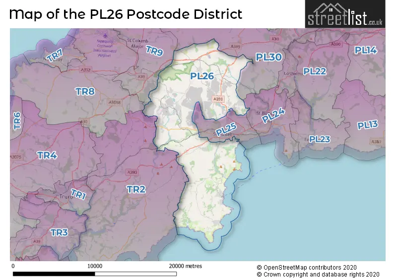 Map of the PL26 and surrounding districts