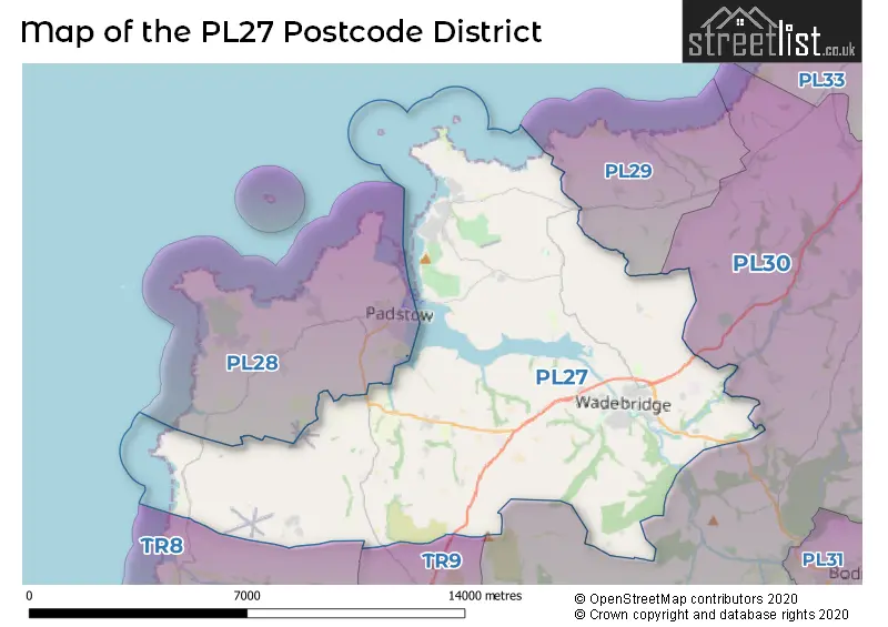 Map of the PL27 and surrounding districts