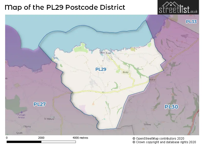 Map of the PL29 and surrounding districts
