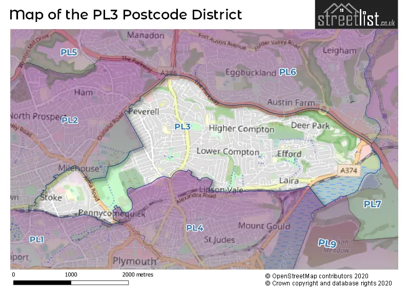 Map of the PL3 and surrounding districts