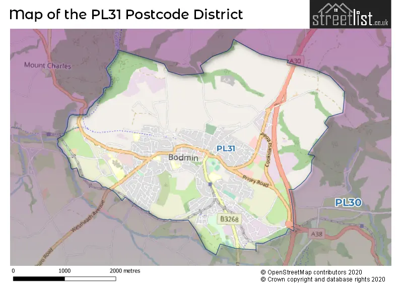 Map of the PL31 and surrounding districts