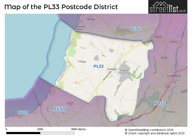 Map of the PL33 and surrounding districts