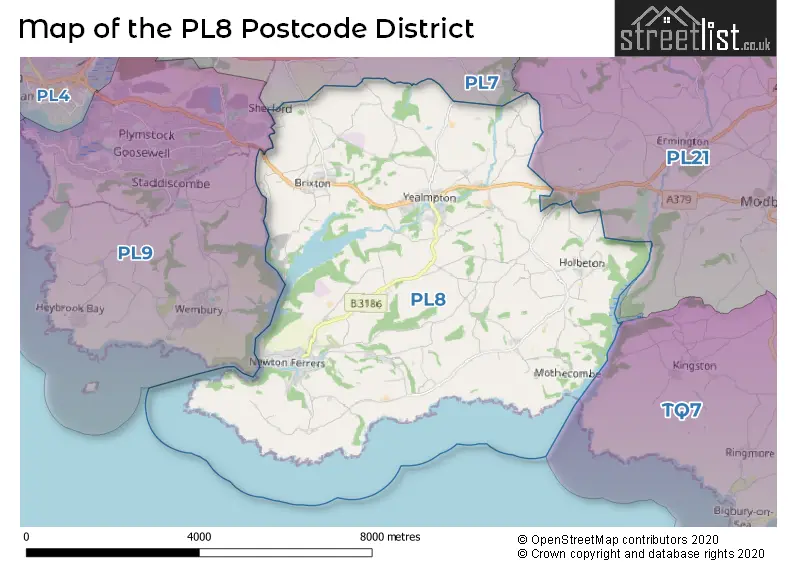 Map of the PL8 and surrounding districts
