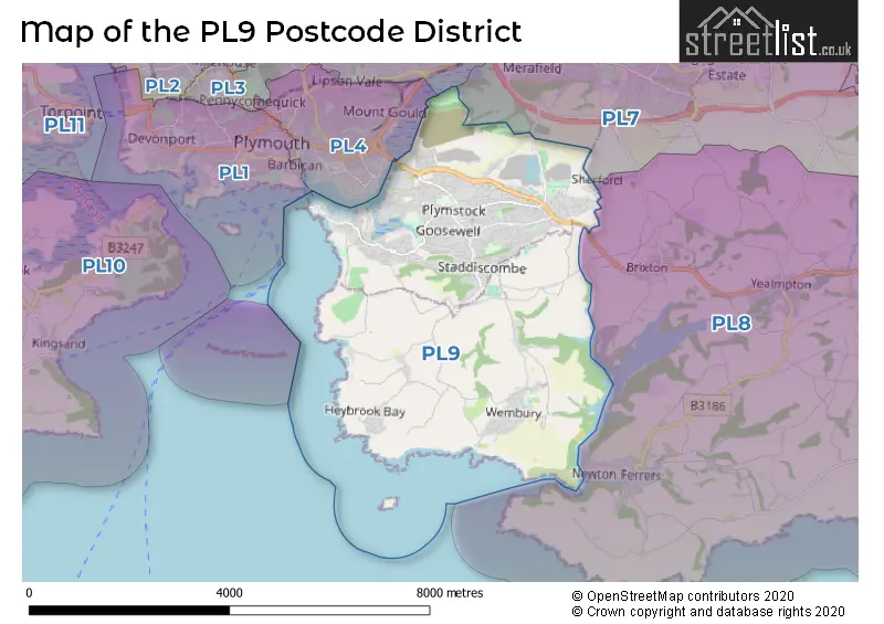 Map of the PL9 and surrounding districts
