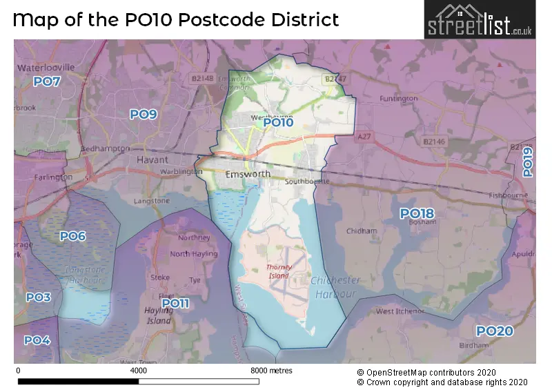 Map of the PO10 and surrounding districts