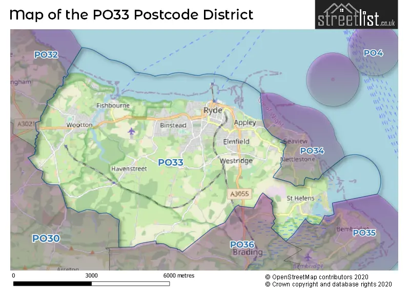 Map of the PO33 and surrounding districts
