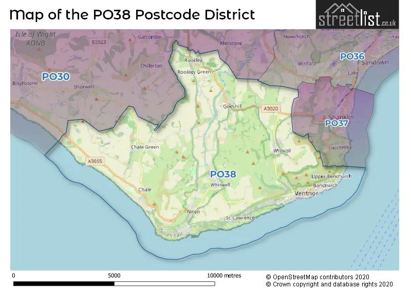 Map of the PO38 and surrounding districts
