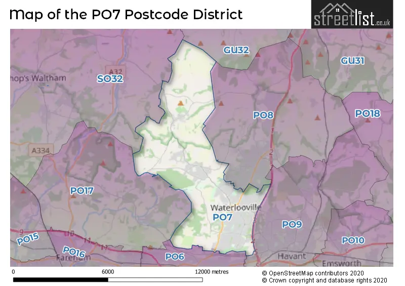 Map of the PO7 and surrounding districts