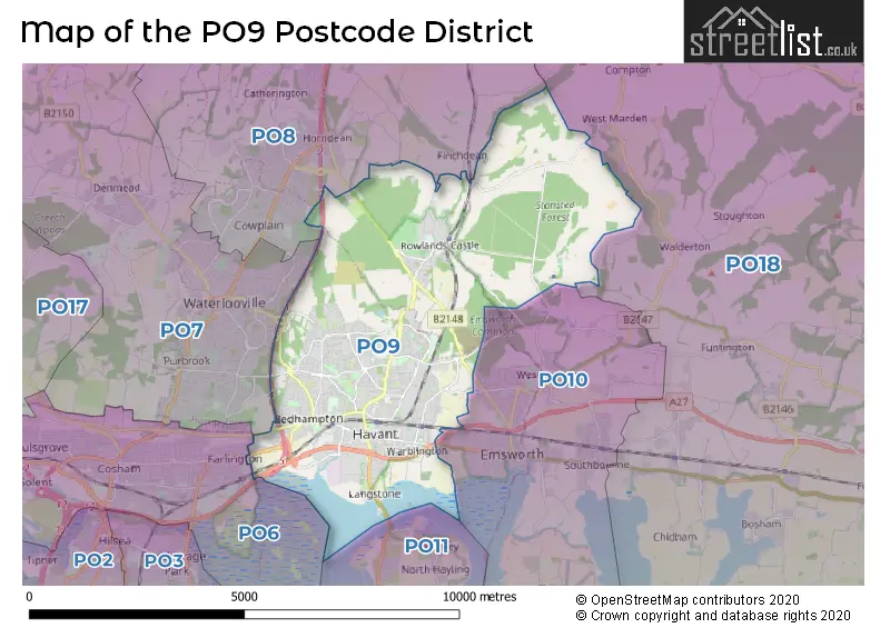 Map of the PO9 and surrounding districts