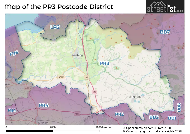 Map of the PR3 and surrounding districts