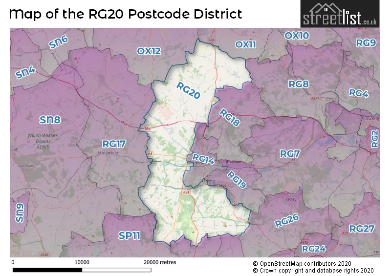 Map of the RG20 and surrounding districts