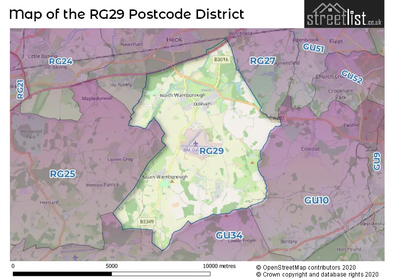 Map of the RG29 and surrounding districts