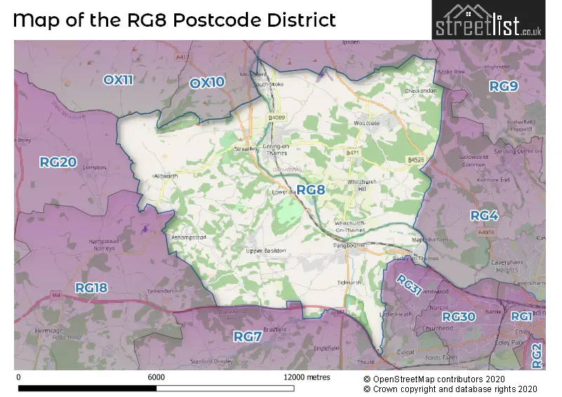 Map of the RG8 and surrounding districts