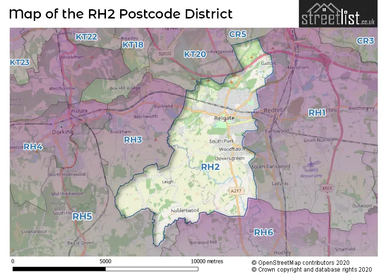 Map of the RH2 and surrounding districts